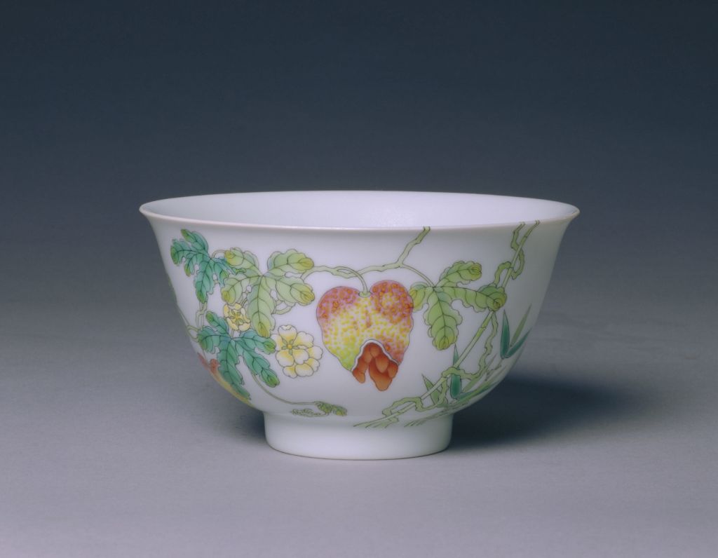 图片[1]-Pink color bowl with melon pattern-China Archive